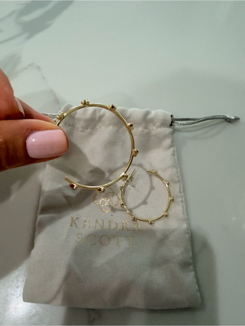 Kendra Scott Gold heart Studded Hoop Earrings